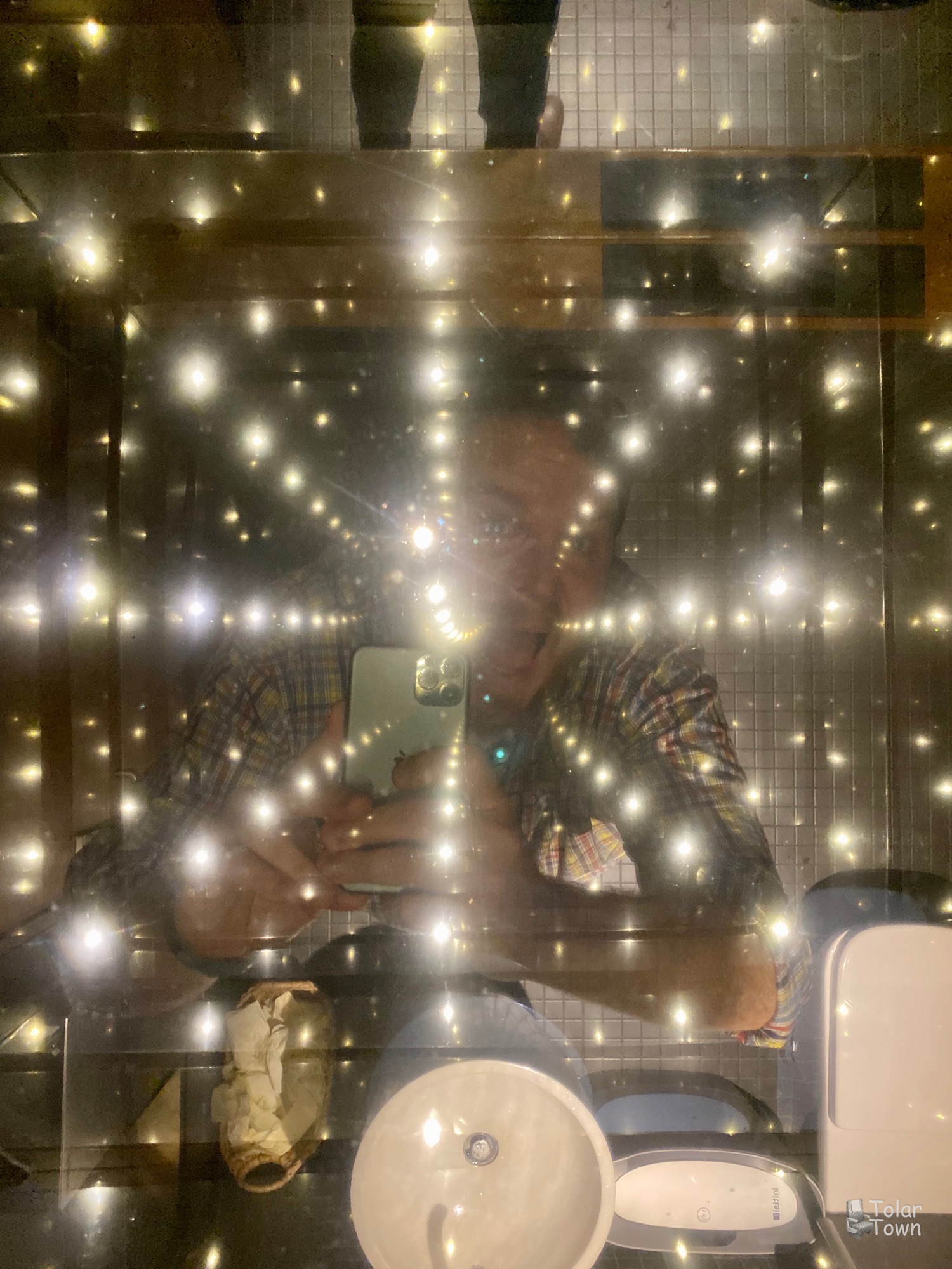 Glass House bathroom selfie